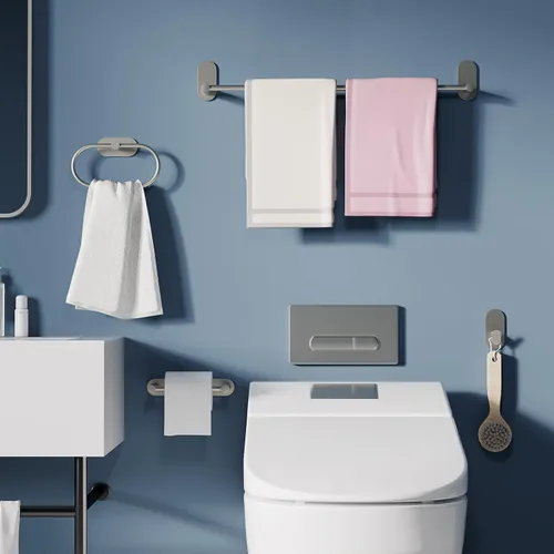 Miniatura 3 de Barra de Toalla Autoadhesiva para Baño de 24 Pulgadas, Acero Inoxidable y Aleación de Zinc, Sin Taladro, Toallero de Gran Resistencia, Soporte