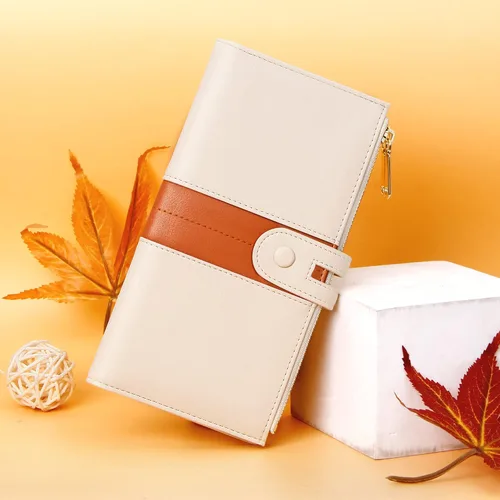 Miniatura 7 de GEEAD Slim mujeres carteras cuero plegable multi titular de la tarjeta de la cartera con cremallera bolsillo gran capacidad, Beige Marrón, Compacto