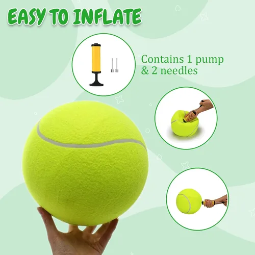 Miniatura 9 de INSUM Pelota de tenis gigante de 9.5 pulgadas, pelota de juguete grande para perros para jugar al aire libre, cumpleaños para perros grandes, ideal