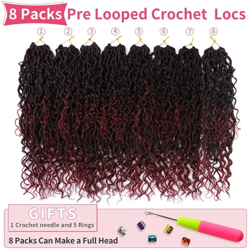 Miniatura 9 de Alicoco Goddess Locs Cabello de Ganchillo 12 Pulgadas 8 Paquetes Rastas Sintéticas de Ganchillo Para Mujeres Rastas Suaves Boho Pre-enrolladas River