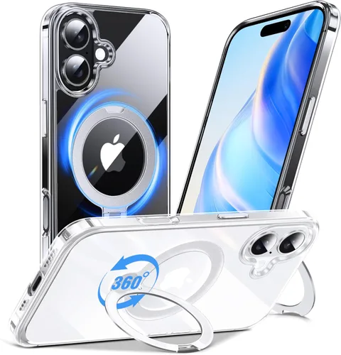 Miniatura 15 de Anqrp Funda transparente con función atril magnética con junta tórica para iPhone 12/12 Pro, compatible con Mag-Safe, de grado militar, reforzada