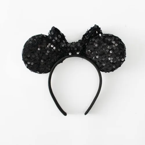 Miniatura 7 de KARETT Diadema con Orejas de Ratón de Lentejuelas con Lazo de Brillantina, Decoración de Fiesta de Princesa para Niñas y Mujeres