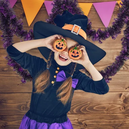 Miniatura 6 de LOMIMOS - Guirnalda de oropel de Halloween de 32,8 pies, decoración colgante de murciélago brillante con diseño metálico para suministros de fiesta