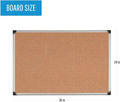 Miniatura 2 de MasterVision Maya Series Tablero de anuncios de corcho autorreparable, tablero de corcho con pasador de empuje para montaje en pared, 24 x 36