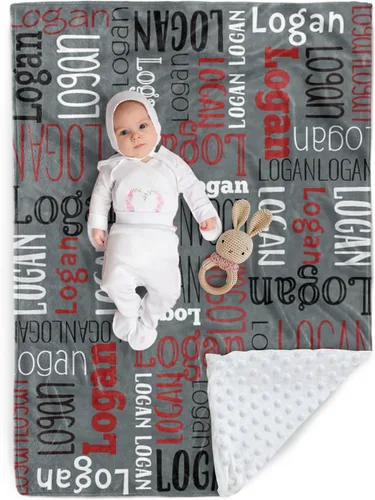 Miniatura 12 de Manta de bebé personalizada, diseño de nombres personalizados, manta de felpa suave con respaldo de puntos de doble capa para niños y niñas, Color01