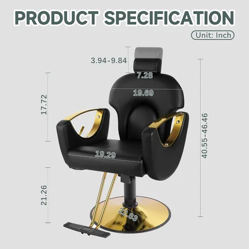 Silla de peluquería para estilista, silla de peluquería para peinar, sillón multifunción para peluquería de brading de belleza (negro)