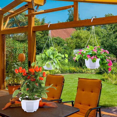 Miniatura 7 de Roshtia 24 piezas de maceta colgante de plástico con gancho, macetas de flores, cestas, soporte de maceta de vivero colgante para plantas de jardín