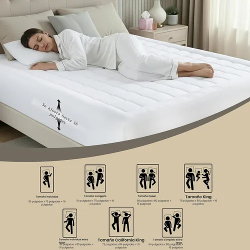 Miniatura 5 de Almohadillas de colchón premium, gemelo, Blanco