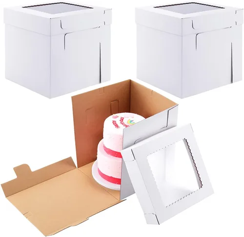 Miniatura 11 de Cajas altas para tartas de nivel, 10 x 10 x 12 pulgadas [10 unidades] Caja gruesa y resistente para pasteles con ventana, contenedor para pasteles