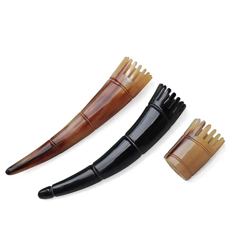 Miniatura 8 de ARTIBETTER Natural Ox - Peine de pelo de cuerno de buey para masaje, peine de limpieza del cuero cabelludo, masajeador de cabeza (mango corto)