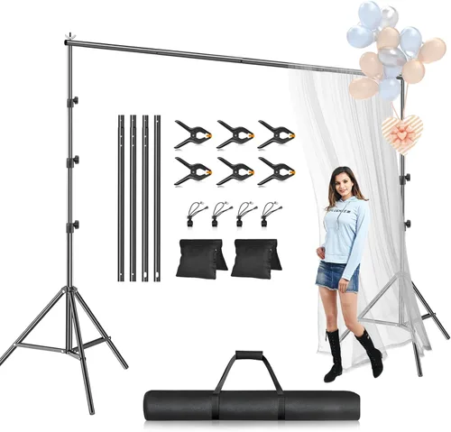 Miniatura 10 de Kit de soporte para telón de fondo EMART, marco ajustable de 8.5 x 10 pies para fotografía, soporte de fondo para pancarta de sesión de fotos