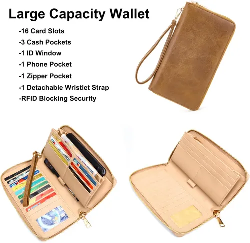 Miniatura 5 de Soperwillton Mochila de moda para mujer, bolso de hombro de cuero antirrobo, bolsa de viaje, múltiples bolsillos, cartera, juego de 3 piezas