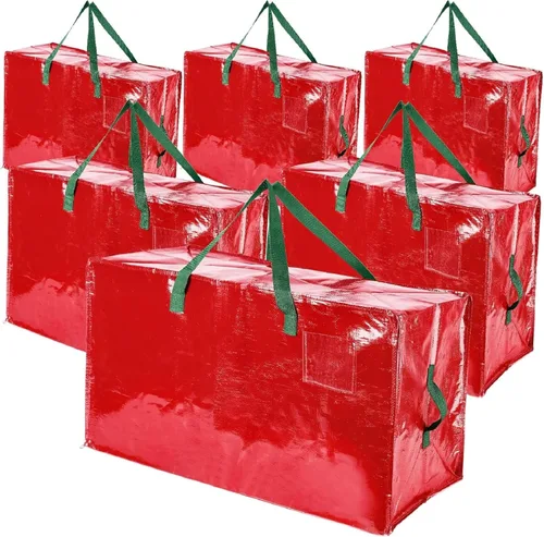 Miniatura 9 de Shappy 6 bolsas de almacenamiento de Navidad resistentes extra grandes para decoración de Navidad, bolsas de almacenamiento