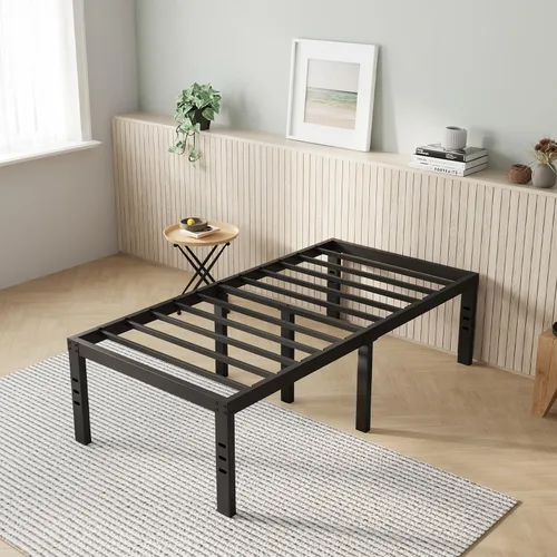 Miniatura 13 de Novilla Base de cama tamaño Queen, base de cama con plataforma de metal de 14 pulgadas tamaño Queen con espacio de almacenamiento debajo de la cama