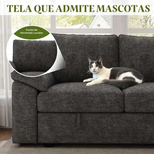 Miniatura 8 de Sofá cama modular de 108 pulgadas con cama extraíble, sofá modular en forma de U de 7 asientos con almacenamiento, sofás seccionales para sala
