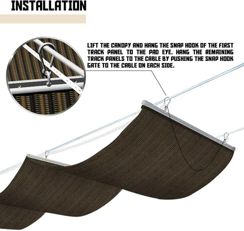 Miniatura 5 de TANG Cubierta de Sombra para Pérgola de 7' x 12', Toldo Retráctil, Toldos de Sombra Solar para Pérgolas de Patio Exterior, Kit para Terraza Patio