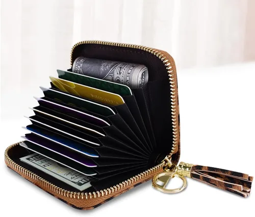 Miniatura 2 de Billetera pequeña para tarjetas de crédito RFID con purpurina linda para mujer