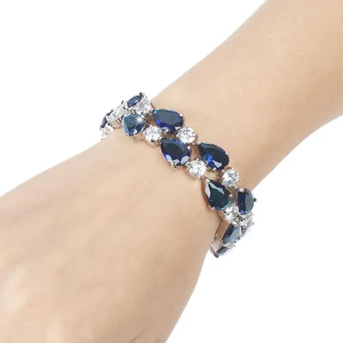Miniatura 3 de Ever Faith pulsera vintage con circonitas cúbicas en forma de lágrimas, para mujer.