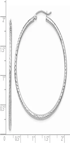 Miniatura 5 de Aretes de aro de oro blanco de 14 quilates con corte de diamante tubo de 0079in
