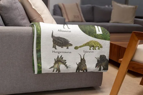 Miniatura 3 de Manta personalizada de dinosaurios para niños, se envía al día siguiente - Manta de dinosaurios para niños y niñas, cama para niños pequeños