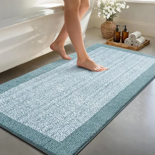 Miniatura 53 de Alfombras de baño de 17 x 24 pulgadas, antideslizantes, lavables, color gris, para bañera, tapete de baño para baño, tapete suave y absorbente