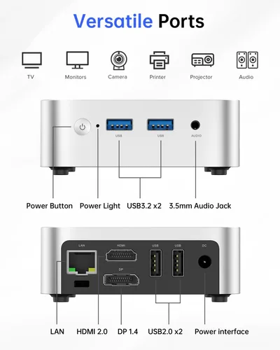 Miniatura 6 de ACEMAGIC V1 Mini PC, 16 GB DDR4 RAM 256 GB SSD Mini computadoras, Twin Lake N150 (Beat N97/N95) PC de escritorio pequeño, 4K Dual