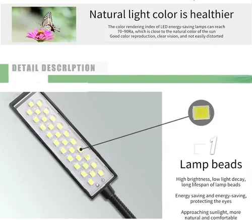 eecoo Luz para máquina de coser, 30 LED, brazo de cuello de cisne flexible, luz de trabajo con base de montaje magnética, luz LED multifuncional