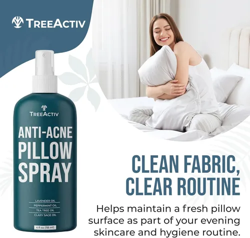 Miniatura 3 de TreeActiv - Espray de almohada antiacné, limpia sábanas, tela, ropa de cama, ropa, alfombras y muebles, aroma lavanda, árbol de té 4 fl oz (original)