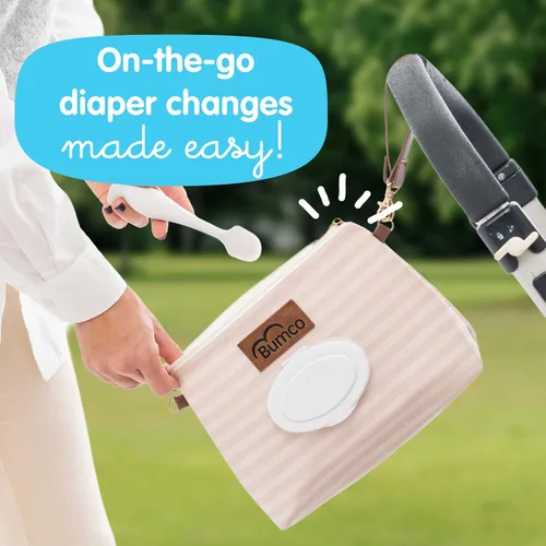 Miniatura 3 de Bumco - Bolsa de mano para pañales – Dispensador de toallitas portátil y soporte para pañales, estuche hermético de viaje para toallitas para bebés