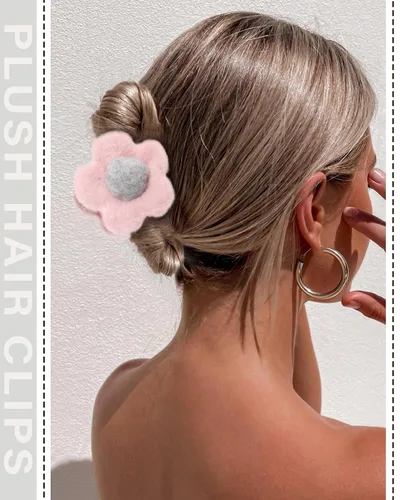 Miniatura 5 de Pinza de felpa esponjosa para el cabello, 6 unidades, lindas pinzas para el cabello para mujeres, pasadores peludos para el cabello y niñas