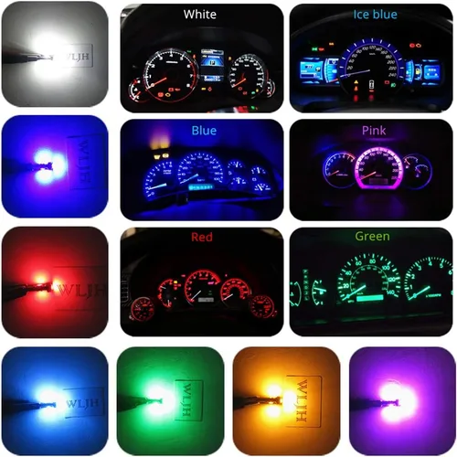 Miniatura 5 de WLJH Bombillas de luz completas de panel de instrumentos, velocímetro, tacómetro, indicador de grupo de calibre, paquete de remplazo para Jeep Blanco