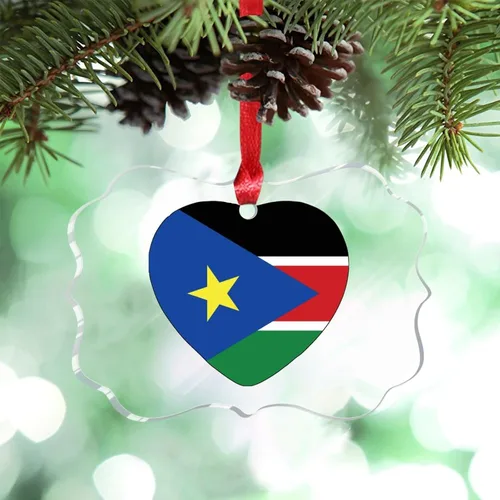 Miniatura 33 de Adorno de Navidad personalizado de la bandera de Venezuela 2023, adornos de corazón para árboles de Navidad, acrílico país, ciudad, recuerdo