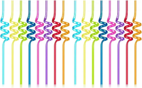 10 pajitas de plástico reutilizables en espiral, pajitas largas para tarros de masón, tazas, regalos de fiesta, colores mixtos (paquete de 2)