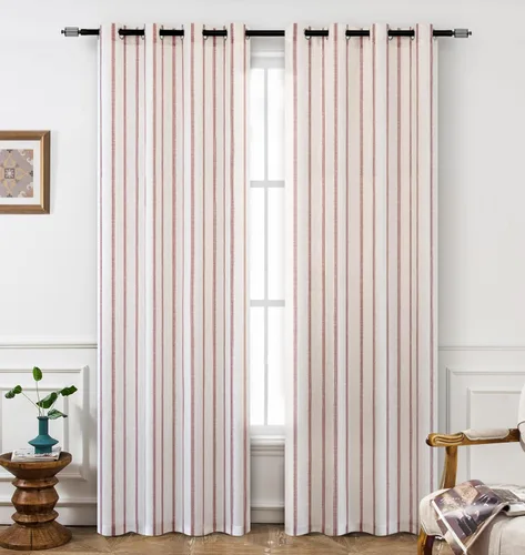 Miniatura 36 de DriftAway - Cortinas de Lino Mezcla de Granja 100% Opacas de 84 Pulgadas de Largo para Dormitorio, Cortinas Verticales Rayadas Impresas de Lino