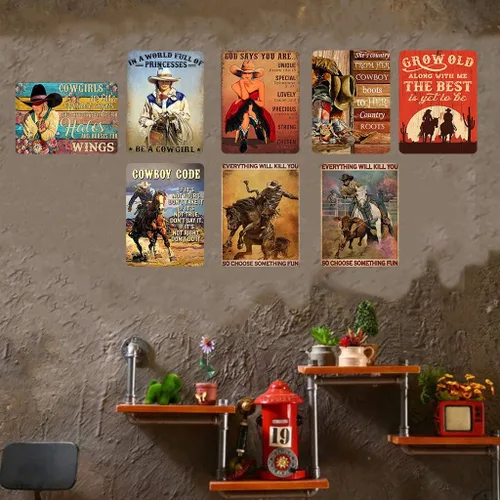 Miniatura 3 de Super durable Letrero de metal con texto en inglés «A Beautiful Cowgirl – In A World Full of Princesses Be A Cowgirl», letrero de hojalata vintage