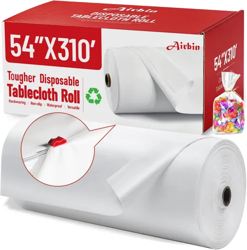 Miniatura 47 de Mantel de plástico, 310 pies x 54 pulgadas, mantel desechable con cualquier corte de corte, rollo de plástico de alta calidad para fiestas, pícnics
