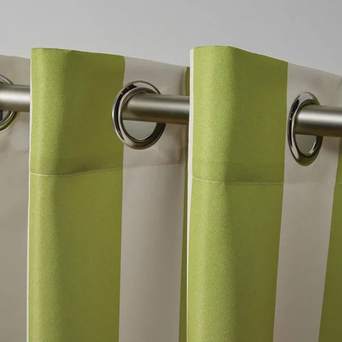 Miniatura 3 de Exclusive Home Canopy Stripe - Panel de cortina con ojales superior a rayas para interiores/exteriores, 54"x84", Kiwi / Sand, Juego de 2 Kiwi / Arena