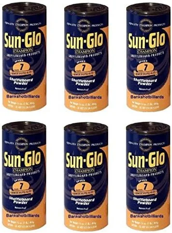 6 latas de Sun-Glo # 7 velocidad Shuffleboard Shuffle Alley Bowler polvo (polvo de cera Arena) W/Superficie Care Informe., Modelo:, el deporte &