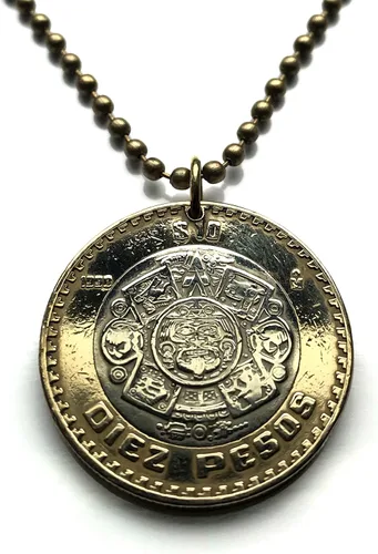 2021 México 10 Pesos moneda colgante azteca sol calendario piedra del sol piedra del sol escultura Méxica Tonatiuh Tlaltecuhtli Yohualtecuhtli