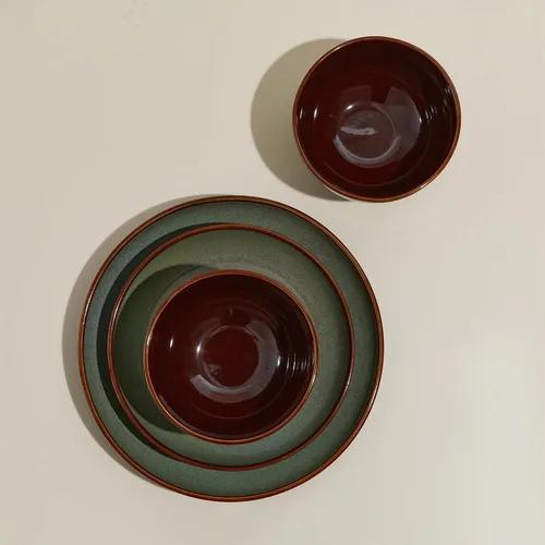 Miniatura 6 de Pokini - Juegos de vajilla de gres para cena, juego de platos y cuencos de cerámica, platos de cocina aptos para microondas y lavavajillas, platos