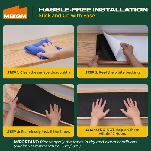 Miniatura 4 de MBIGM Paquete de 12 peldaños de escalera precortados de 6 x 30 pulgadas, cinta de tracción antideslizante de grano 80 para exteriores, tiras