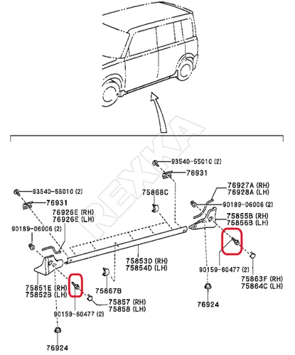 Miniatura 9 de Rexka 10 piezas Fender Liner Bumper Cover Splash Shield Rocker Moldeo Tornillo Perno Compatible con Toyota Lexus 90159-60477