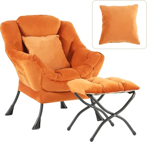 Miniatura 18 de Silla perezosa para sala de estar, silla decorativa grande negra con una almohada, juego de sofá de ocio, cómoda silla de lectura para dormitorio
