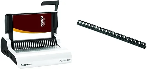 Fellowes Pulsar+ - Máquina de encuadernación de peine (5006801) y peine de plástico Fellowes de 3/8 pulgadas, color negro, paquete de 100 unidades