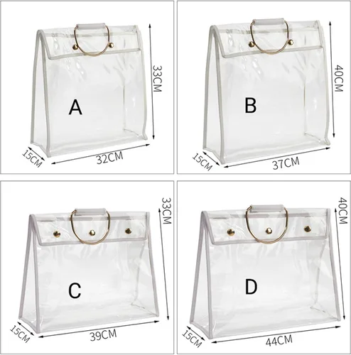 Miniatura 2 de Bolsa transparente para el polvo, organizador de bolso a prueba de polvo, soporte de gancho para armario (5.9 pulgadas 15.4 pulgadas 13 pulgadas)