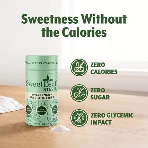 Miniatura 4 de SweetLeaf Tarro agitador de polvo de stevia, edulcorante cero calorías con extracto de hoja de stevia, sin aditivos edulcorantes artificiales, sin