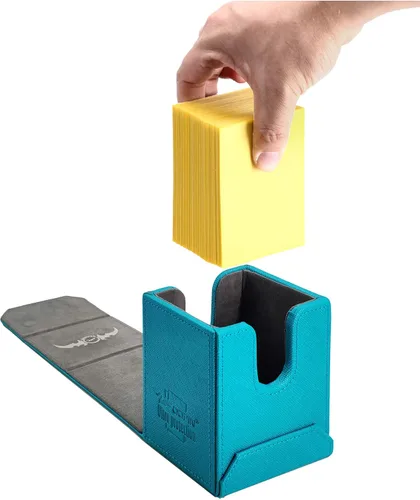 Miniatura 3 de Zoopin - Caja de cuero cian para cartas coleccionables, MTG, Yugioh, Pokeman, TES Legacy, Munchkins CCG Decks y también fichas pequeñas o dados