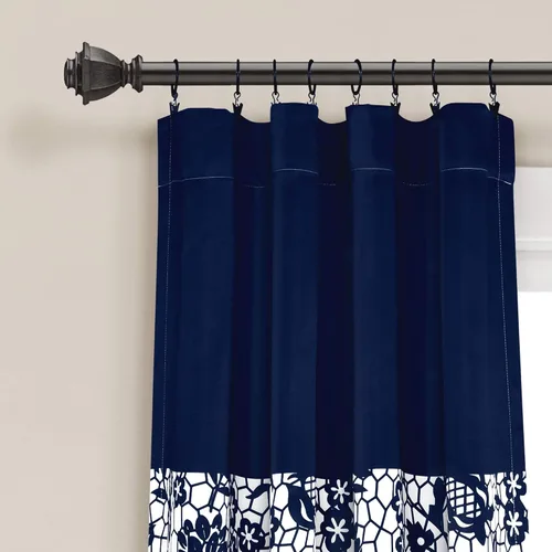 Miniatura 2 de LUSH DÉCOR Azul Marino Cortinas con Estampado Estate Garden de Lush Decor con Filtro de Luz, Juego de Paneles para Ventana para Sala, Comedor