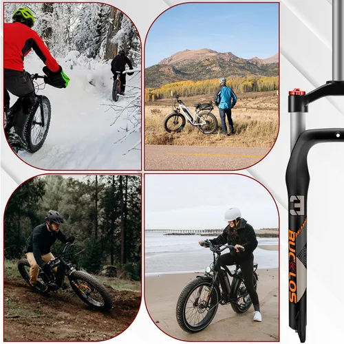 Miniatura 8 de BUCKLOS 26 x 4.0 pulgadas Fat Tire MTB Horquilla de suspensión, 3.937 in cubo de espaciado de viaje 5.315 in 1 1/8 tubo recto Bloqueo manual 0.354