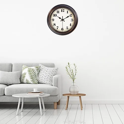Miniatura 2 de Yoiolclc Reloj de pared vintage de 8 pulgadas, retro, relojes de pared silenciosos que funcionan con pilas, para cocina, baño, dormitorio, Bronce